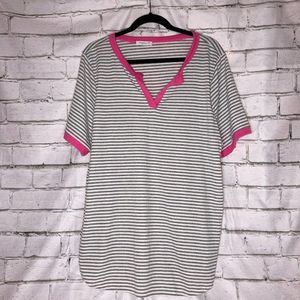 Chic Soul | Striped Tee | Gray\Pink | Women's  2XL